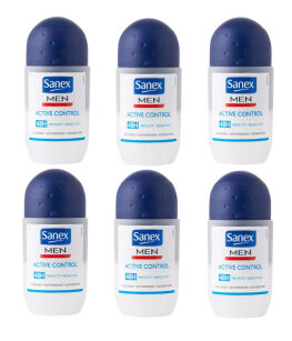 6 x Sanex Men Active Control 48H Anty-Perspirant W Kulce Roll-On 50ML