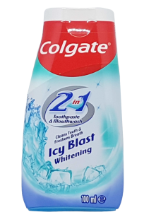 Colgate Icy Blast 2 w 1 Wybielająca Pasta do Zębów i Płyn do Płukania Jamy Ustnej 100ml